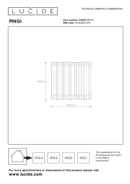 Lucide PINGI - Lampadaire Rechargeable Intérieur/Extérieur - Batterie/Piles - Ø 33,5 cm - LED 3 StepDim - 1x3W 3000K - IP44 - Taupe - technique